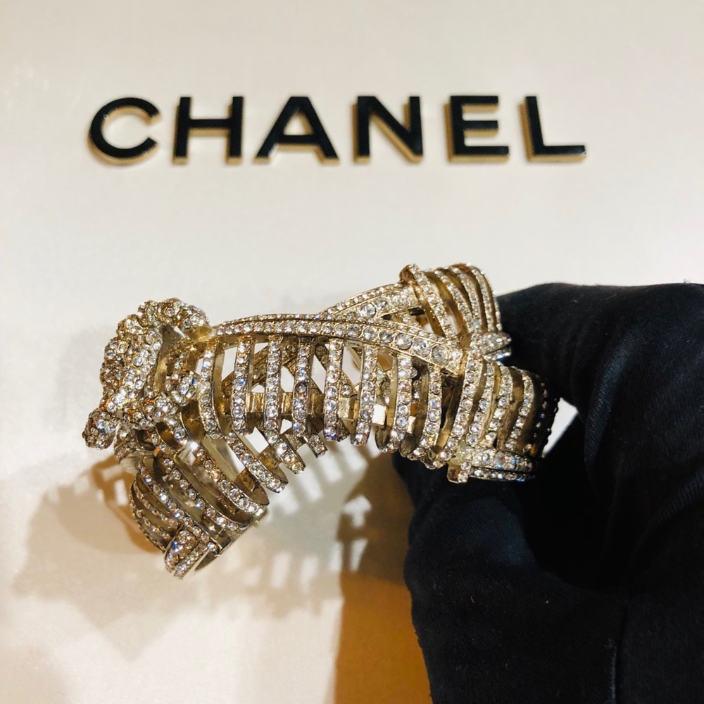 Chanel crystal double cuff